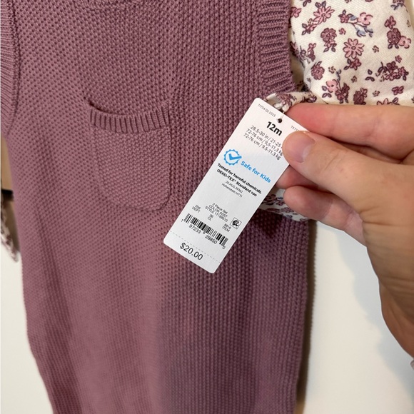 CARTERS baby girl knit overall tshirt set; baby girl gifts; baby girl clothes - Picture 6 of 11